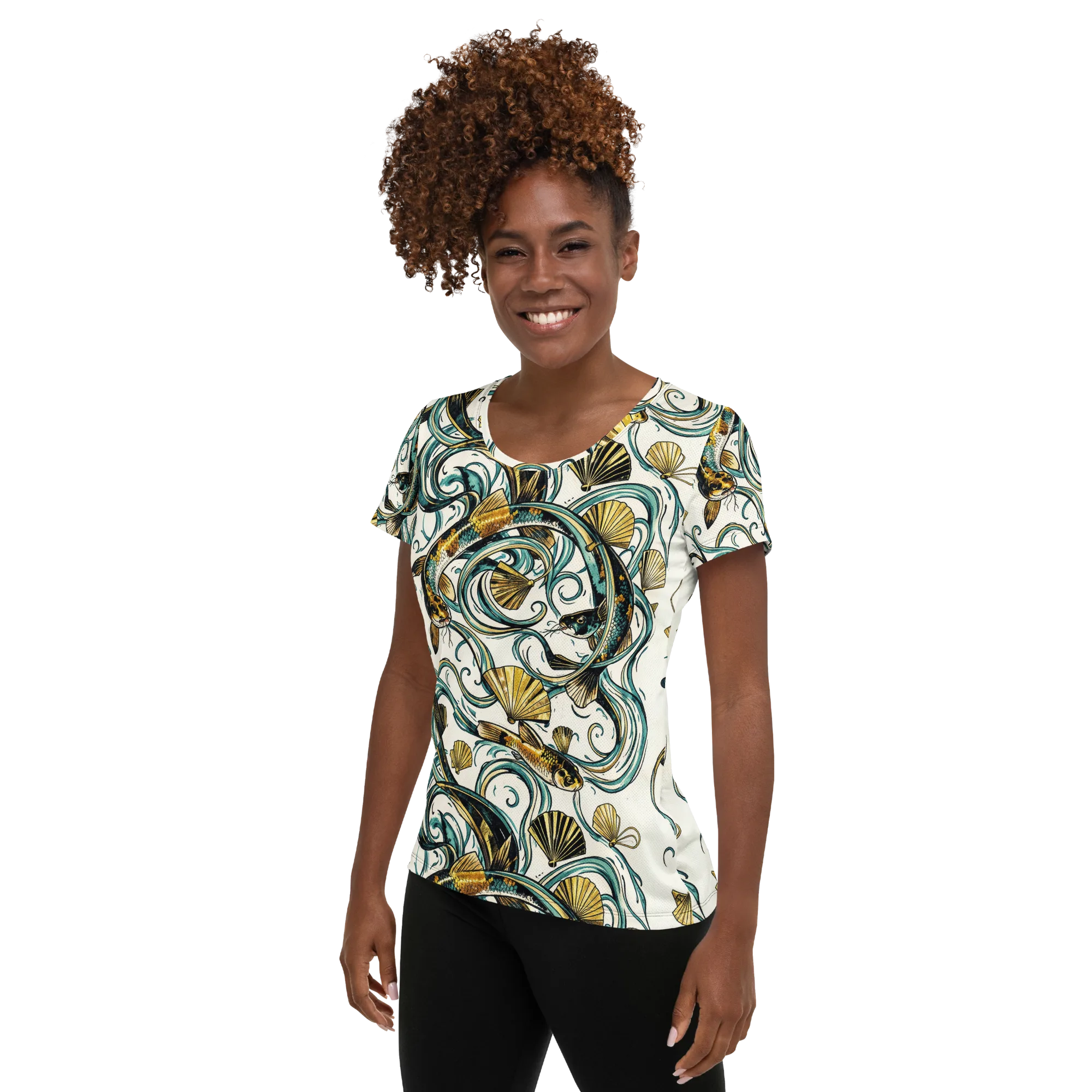 Gilded Eddies on Women's Athletic T-Shirt — Left