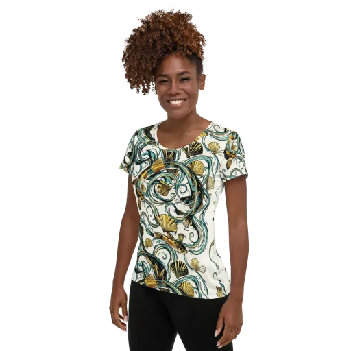 Gilded Eddies on a Women's Athletic T-Shirt