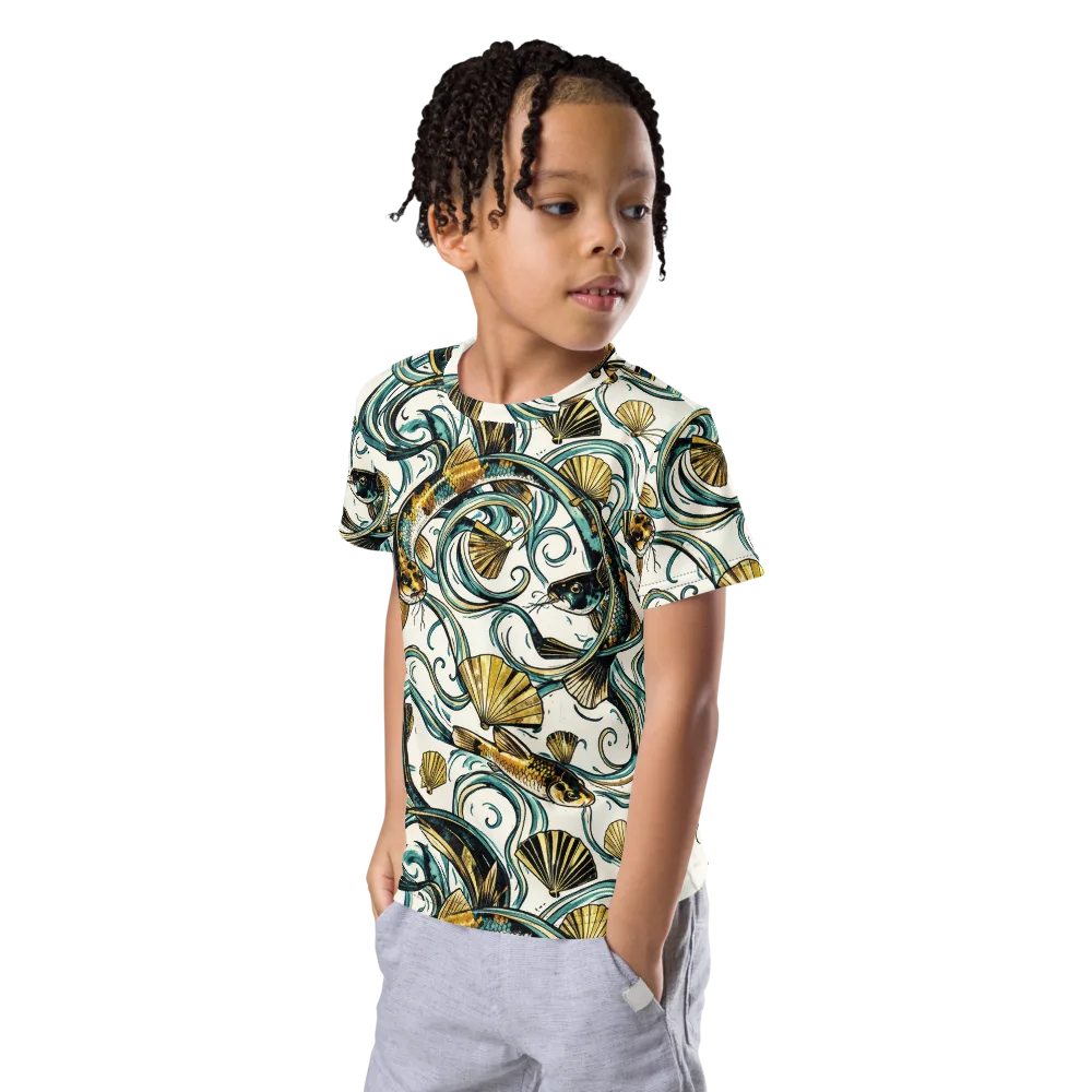 Gilded Eddies on Kids Crew Neck T-Shirt — Left Front