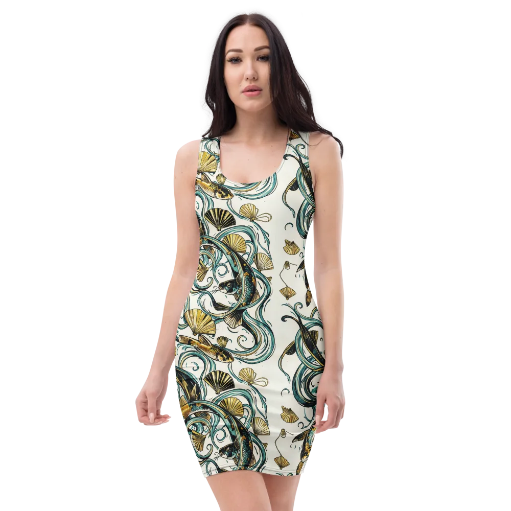 Gilded Eddies on Bodycon Dress — Front