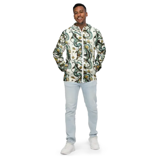 Gilded Eddies on a Men's Windbreaker