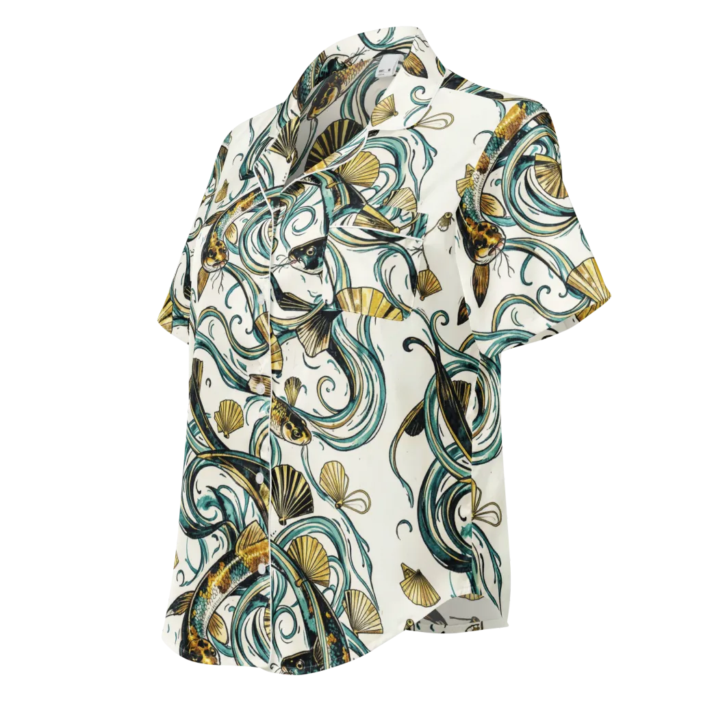 Gilded Eddies on Women's Short Sleeve Pajama Top — Left Front