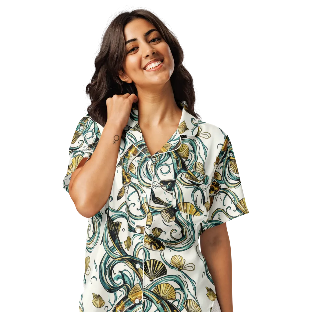 Gilded Eddies on Women's Short Sleeve Pajama Top — Front