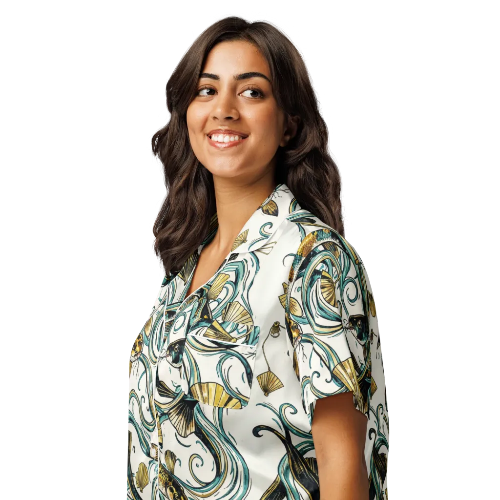 Gilded Eddies on Women's Short Sleeve Pajama Top — Left Front