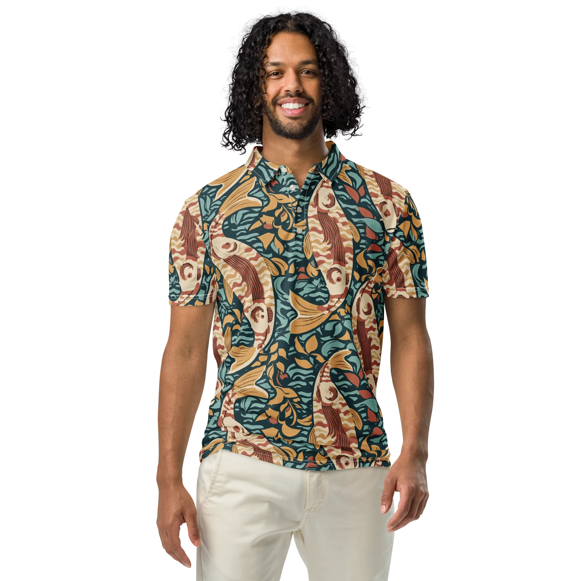 Koi After Midnight on Men's Slim Fit Polo Shirt — Front