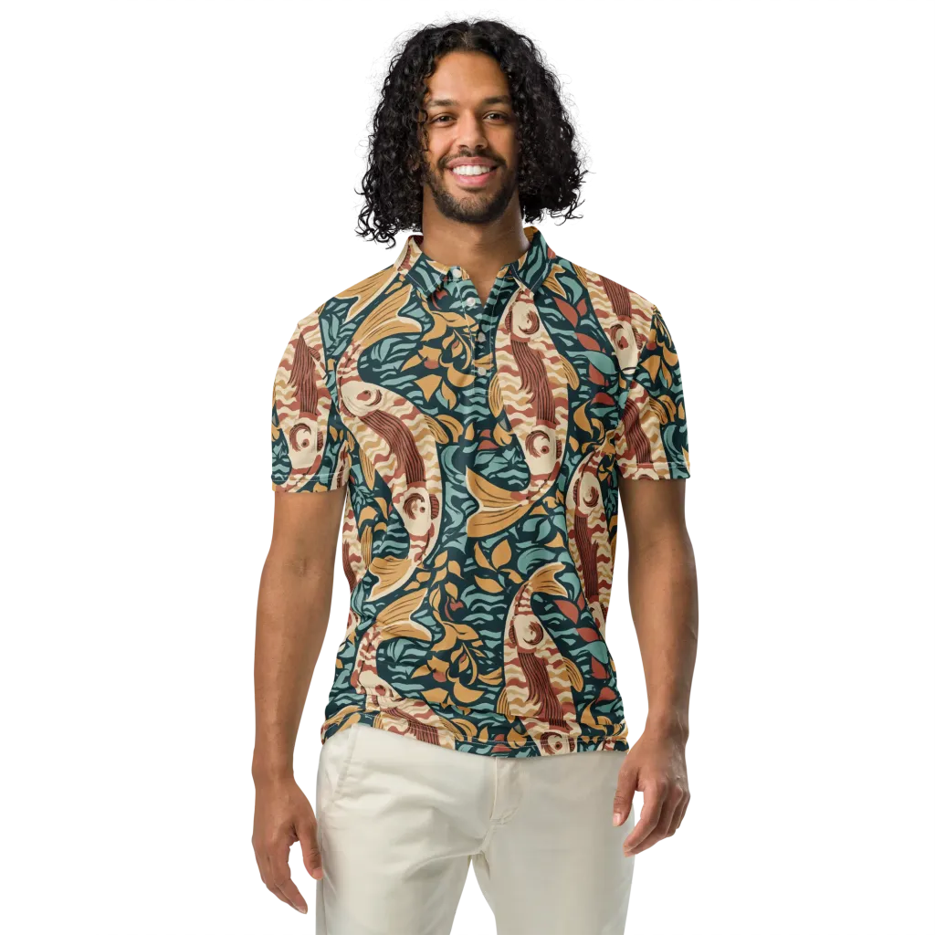 Koi After Midnight on Men's Slim Fit Polo Shirt — Front