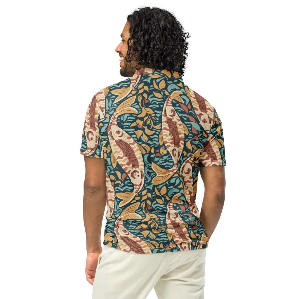 Koi After Midnight on Men's Slim Fit Polo Shirt — Back