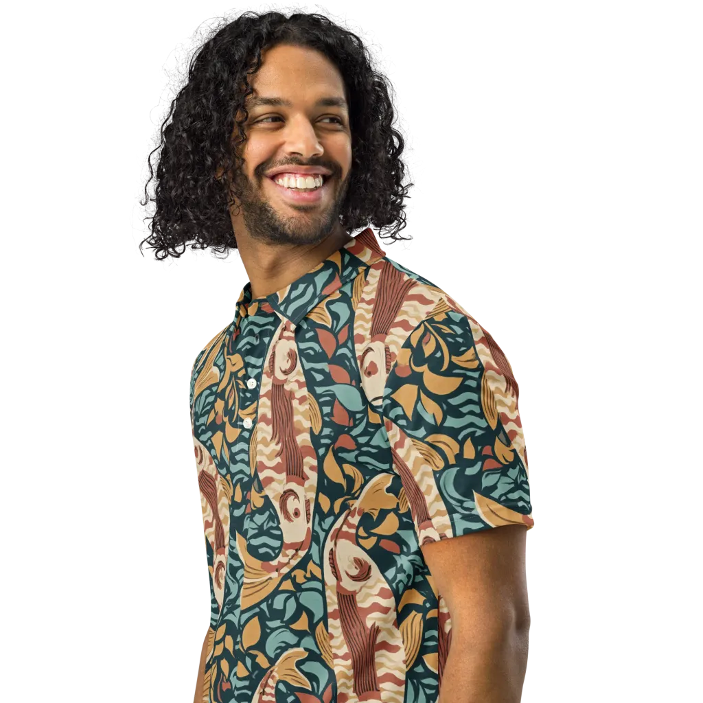 Koi After Midnight on Men's Slim Fit Polo Shirt — Left Front