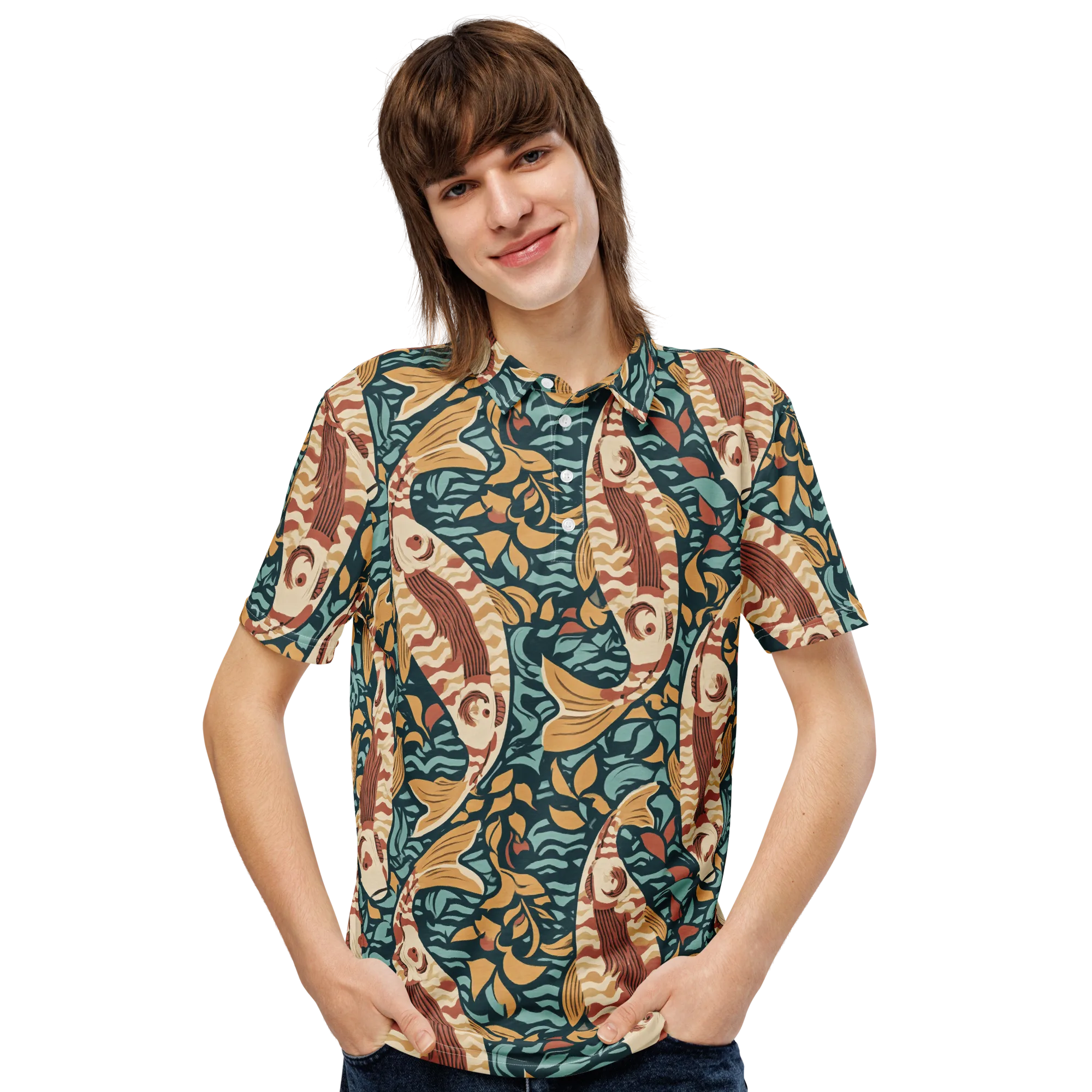 Koi After Midnight on Men's Slim Fit Polo Shirt — Front