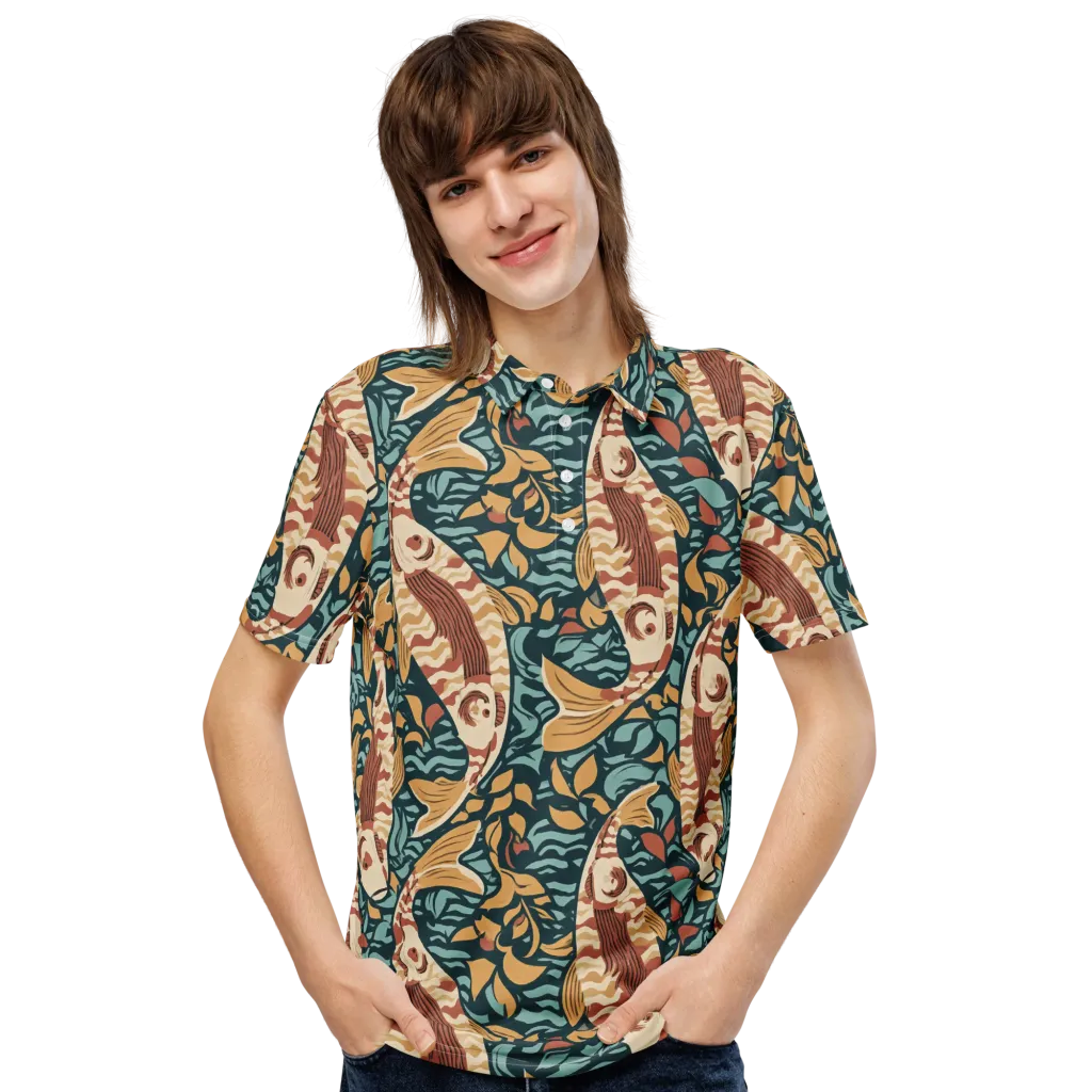 Koi After Midnight on Men's Slim Fit Polo Shirt — Front