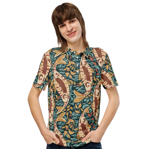 Koi After Midnight on a Men's Slim Fit Polo Shirt