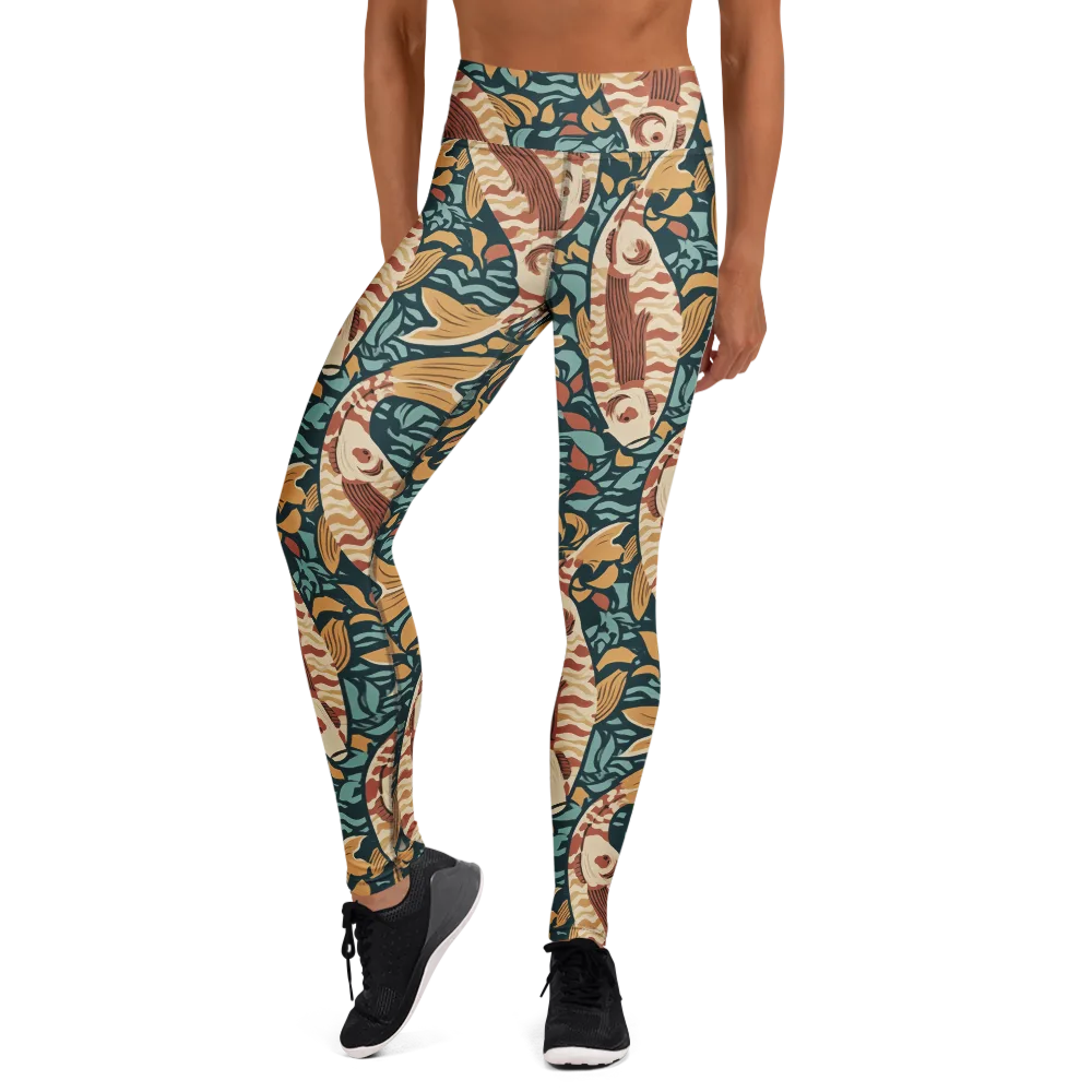 Koi After Midnight on Yoga Leggings — Front