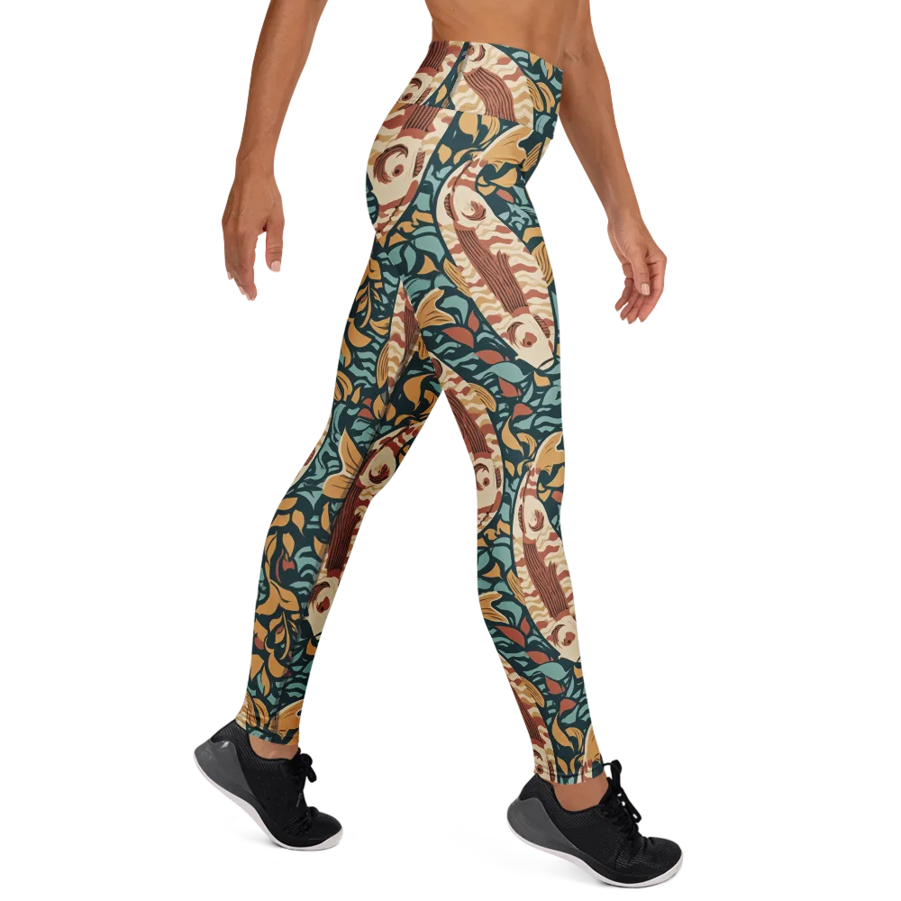 Koi After Midnight on Yoga Leggings — Right