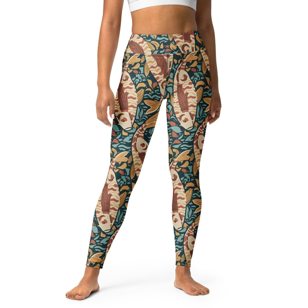 Koi After Midnight on Yoga Leggings — Front