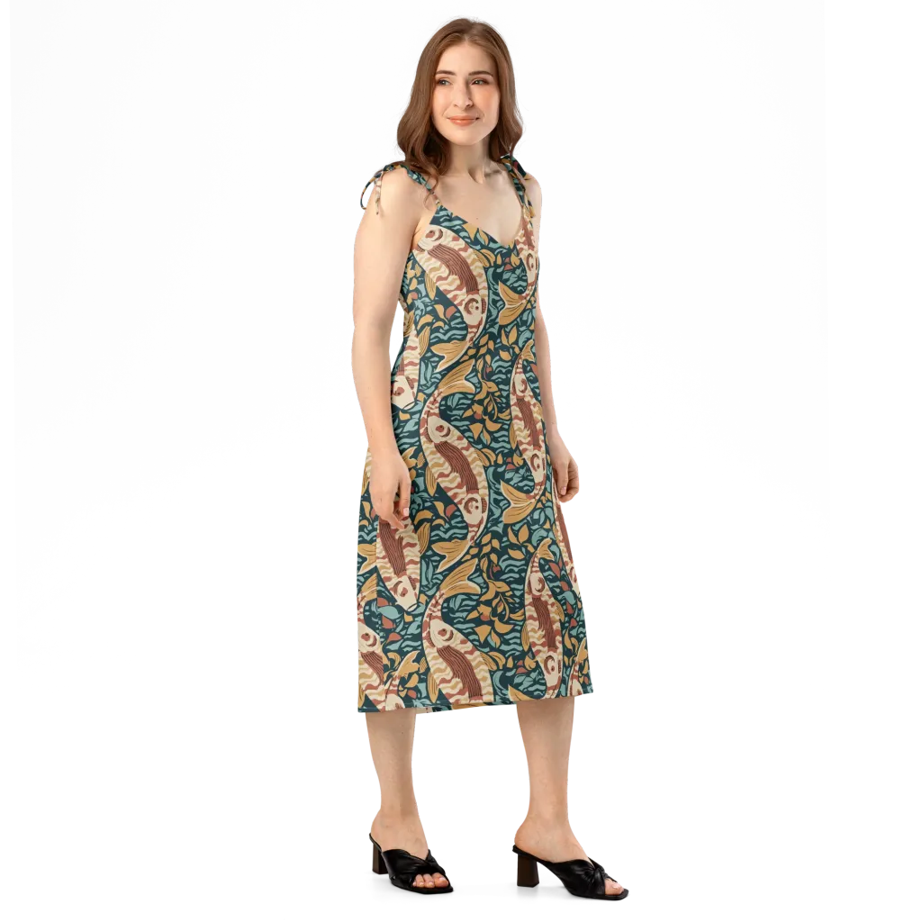 Koi After Midnight on Slip Dress — Right Front