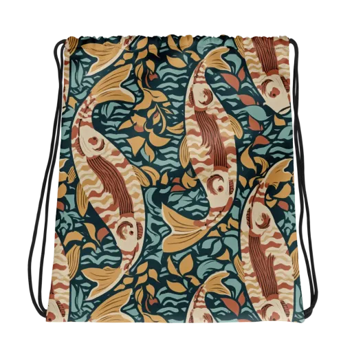 Koi After Midnight on a Drawstring Bag