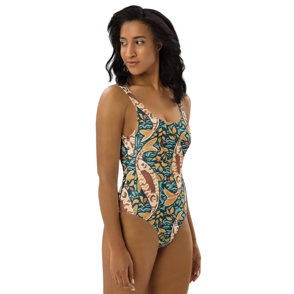 Koi After Midnight on One-Piece Swimsuit — Right