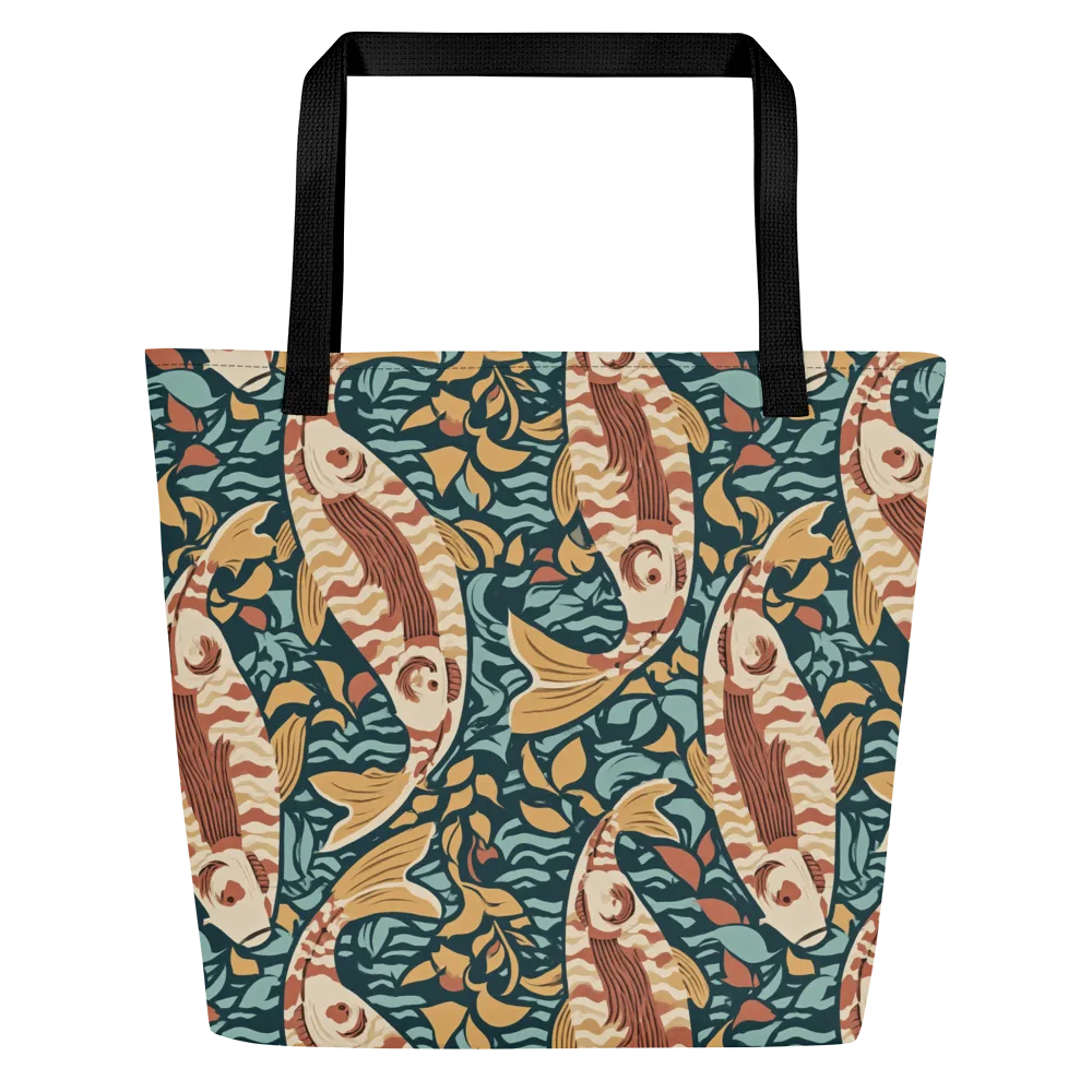 Koi After Midnight on Large Tote Bag W/ Pocket — Front