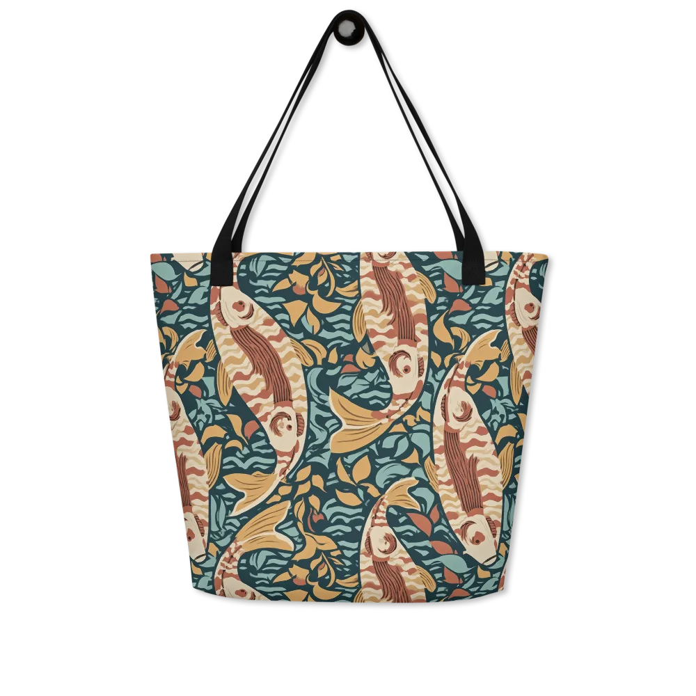 Koi After Midnight on Large Tote Bag W/ Pocket — Front