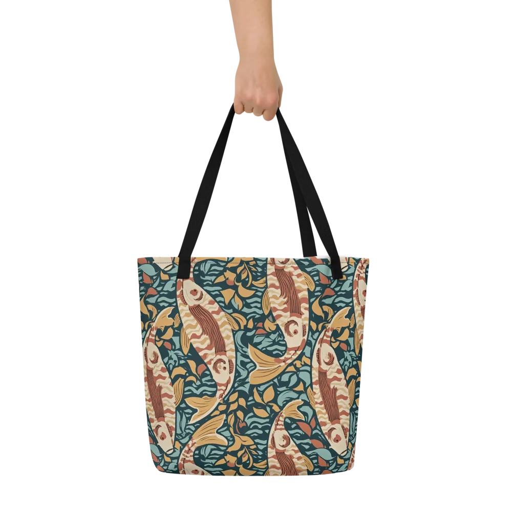 Koi After Midnight on Large Tote Bag W/ Pocket — Front