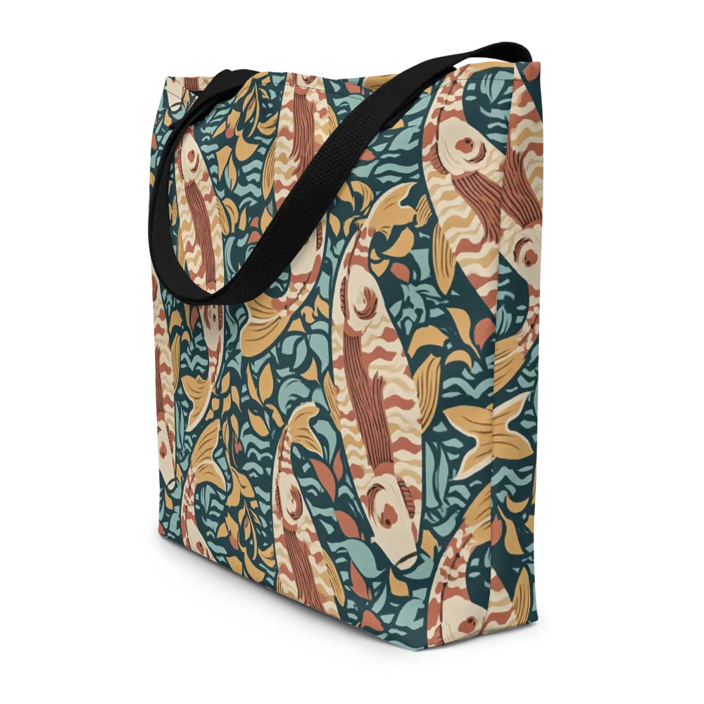 Koi After Midnight on Large Tote Bag W/ Pocket — Front