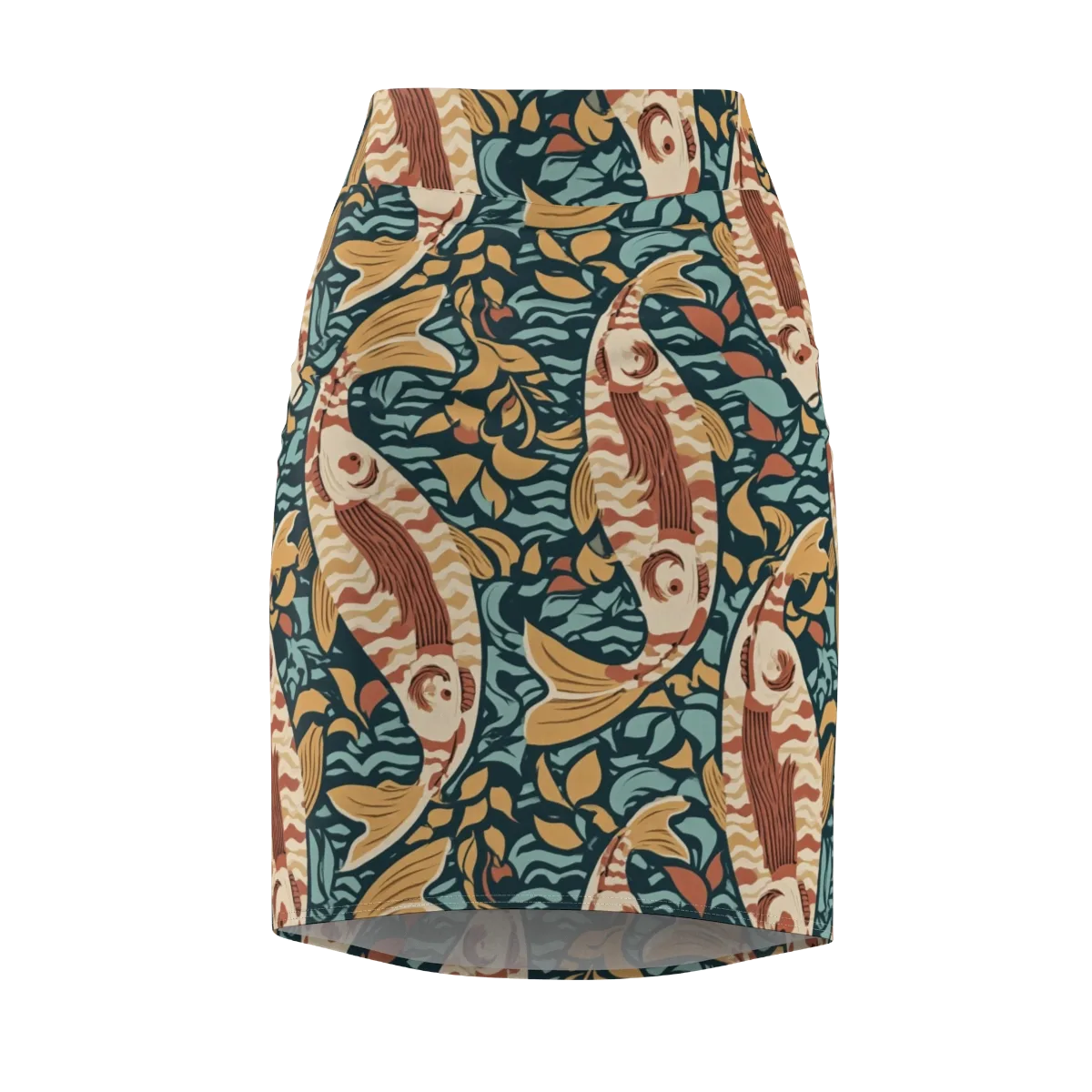 Koi After Midnight on Pencil Skirt — Front