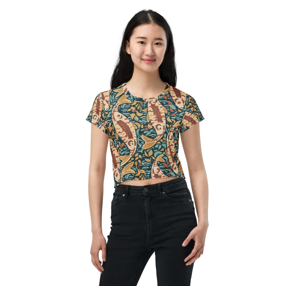 Koi After Midnight on Crop Tee — Front