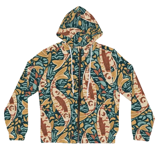 Koi After Midnight on a Women's Full-Zip Hoodie