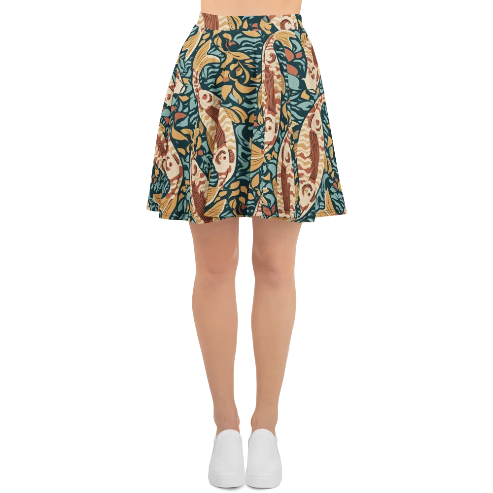Koi After Midnight on Skater Skirt — Front