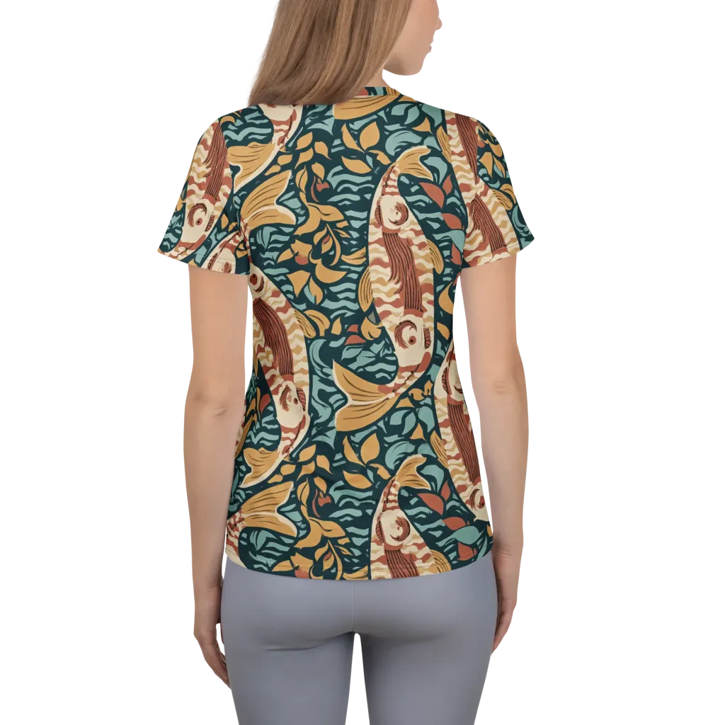 Koi After Midnight on Women's Athletic T-Shirt — Back