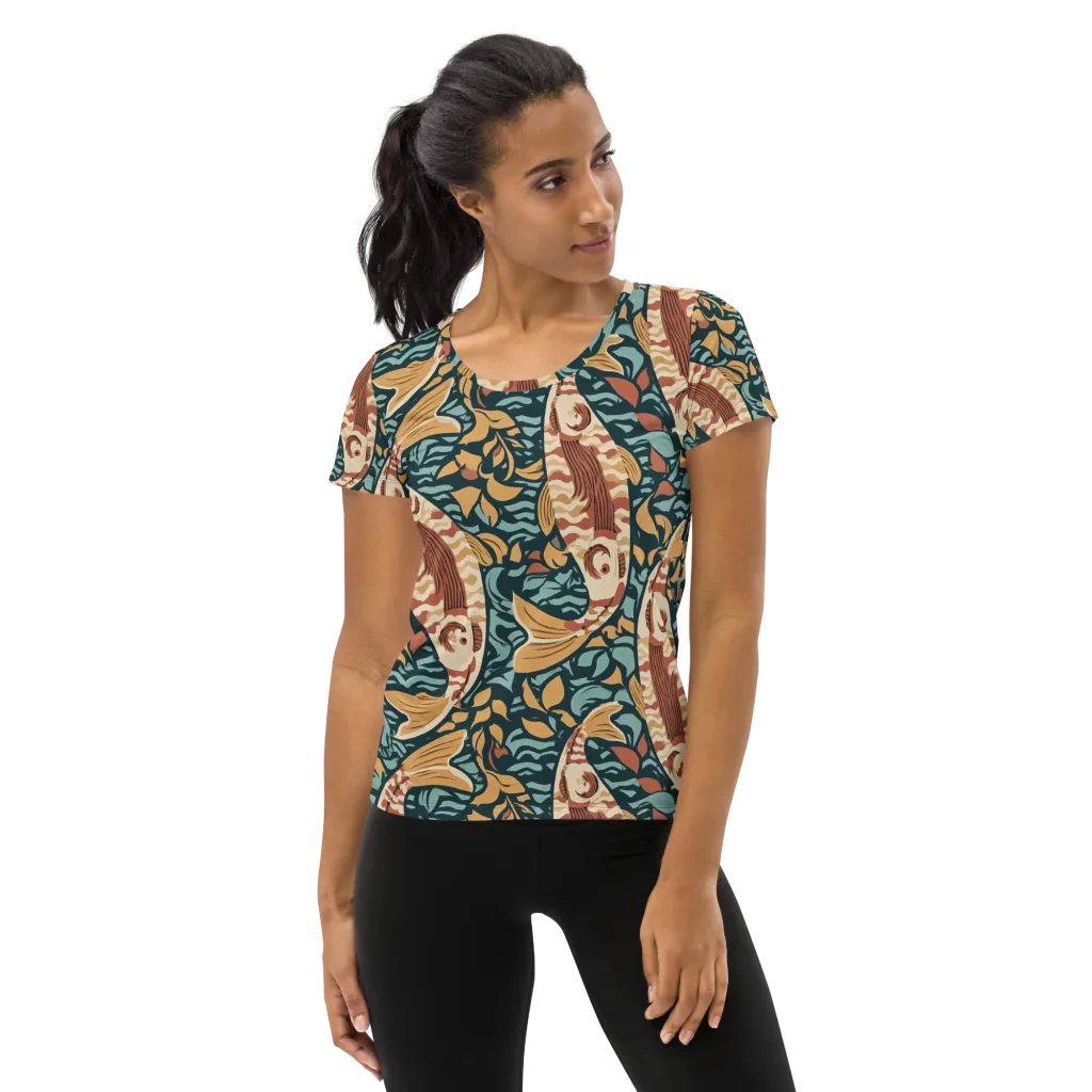 Koi After Midnight on Women's Athletic T-Shirt — Front