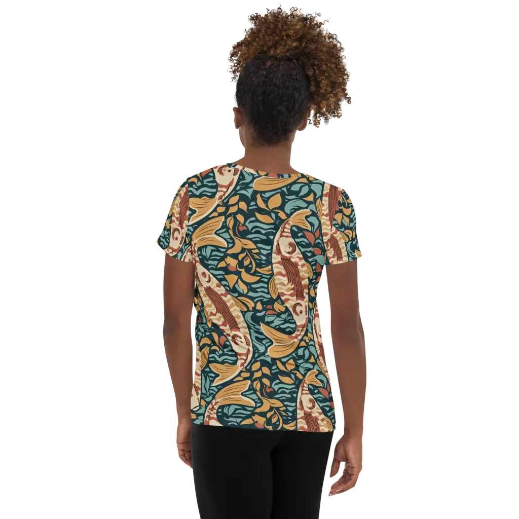 Koi After Midnight on Women's Athletic T-Shirt — Back