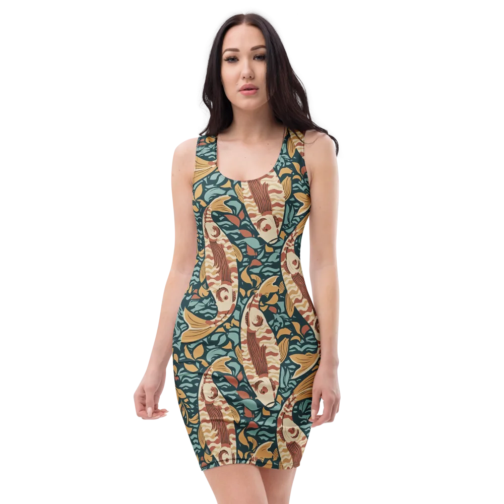 Koi After Midnight on Bodycon Dress — Front