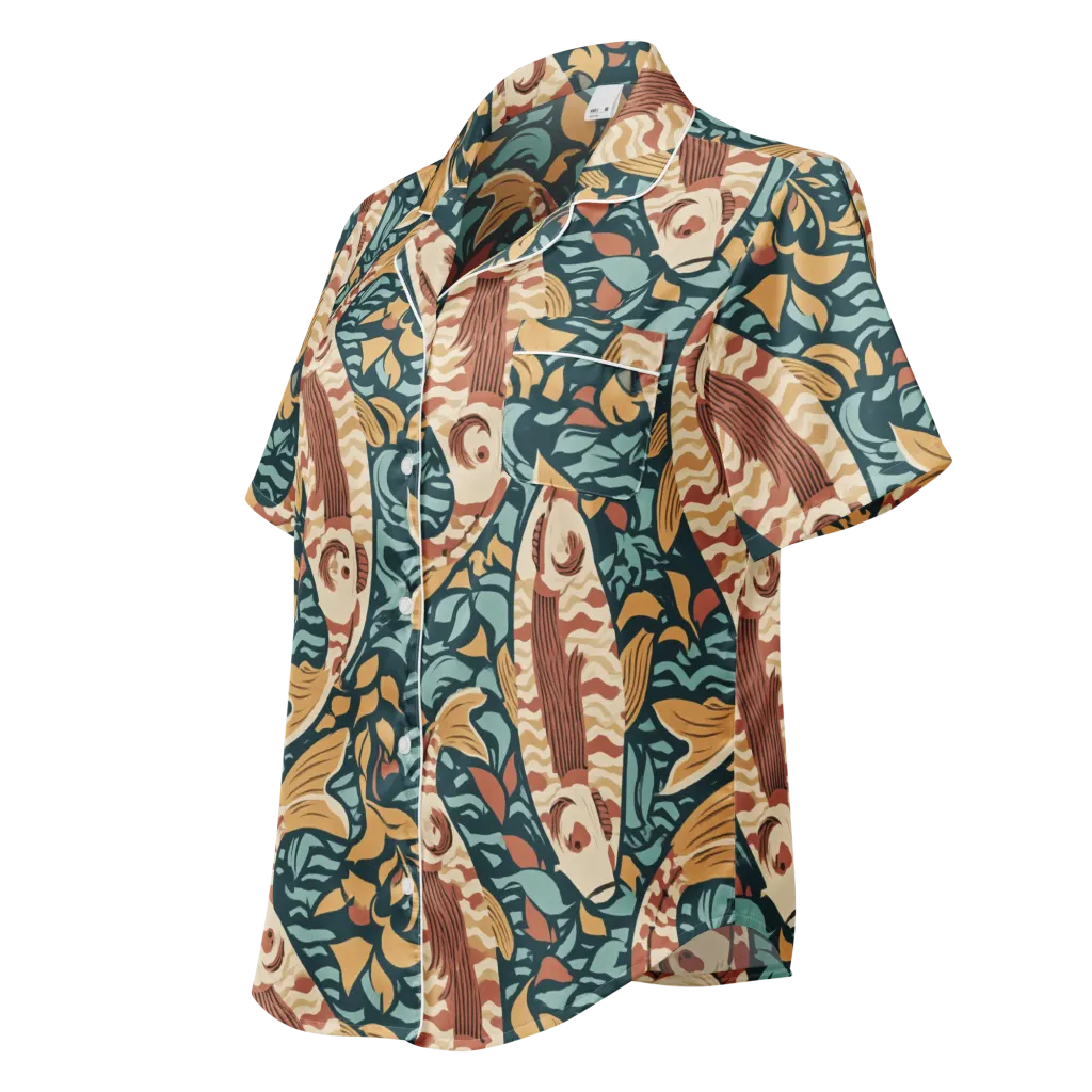 Koi After Midnight on Women's Short Sleeve Pajama Top — Left Front