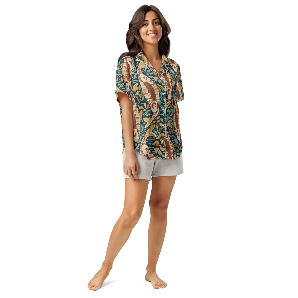 Koi After Midnight on Women's Short Sleeve Pajama Top — Front