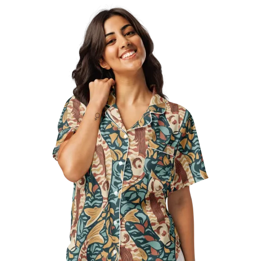 Koi After Midnight on a Women's Short Sleeve Pajama Top