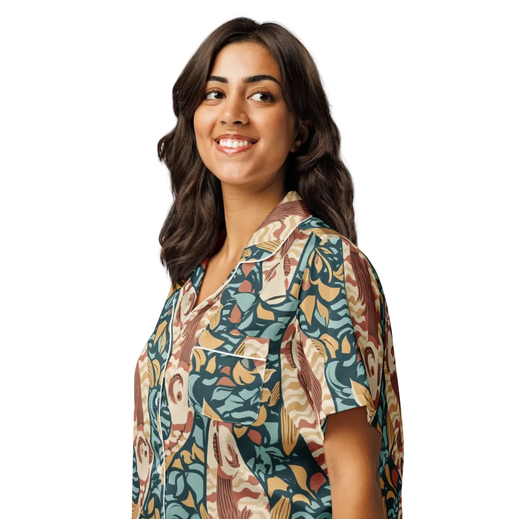 Koi After Midnight on Women's Short Sleeve Pajama Top — Left Front
