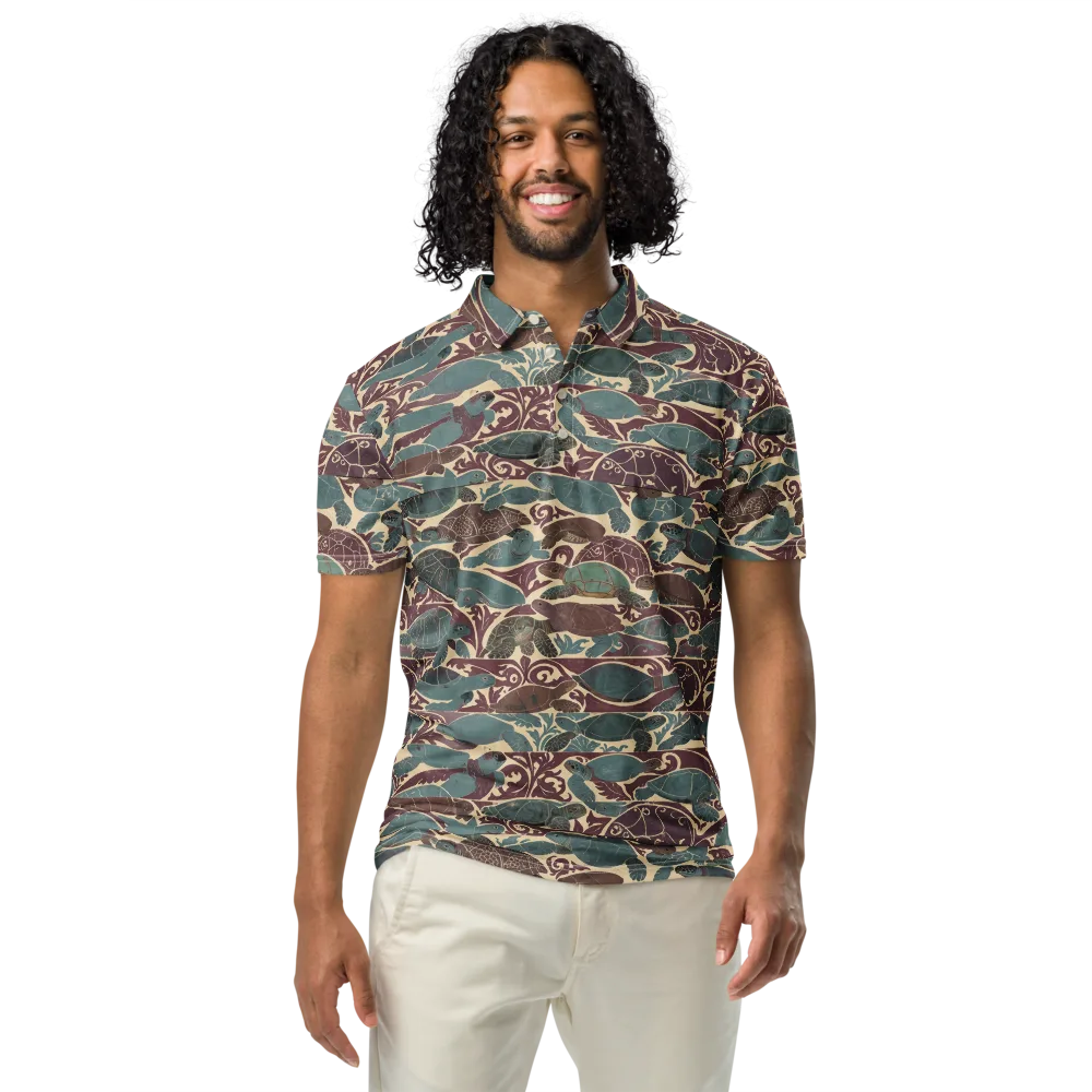 Mariner’s Mosaic on Men's Slim Fit Polo Shirt — Front