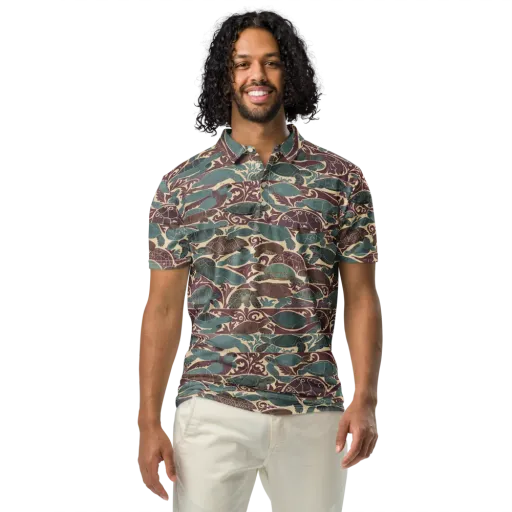 Mariner’s Mosaic on a Men's Slim Fit Polo Shirt