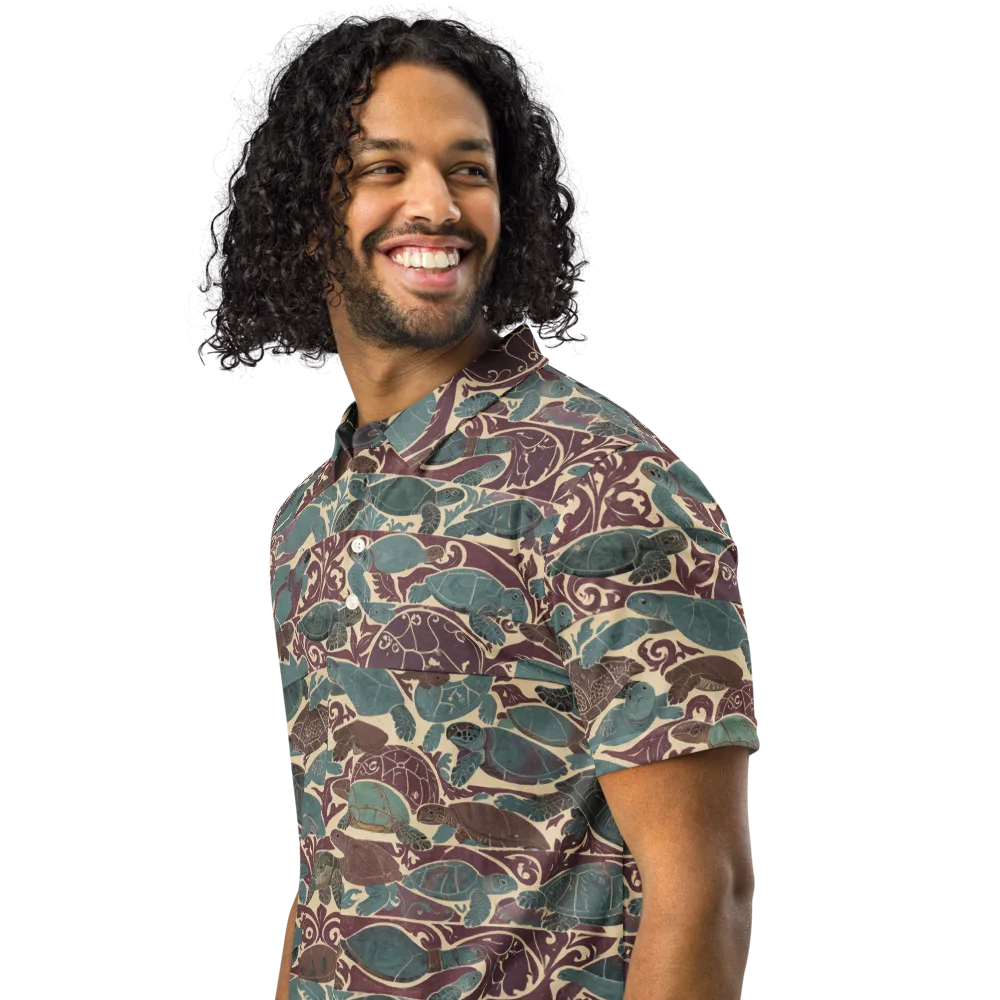 Mariner’s Mosaic on Men's Slim Fit Polo Shirt — Left Front