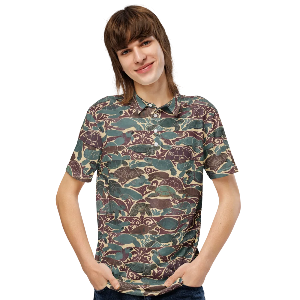 Mariner’s Mosaic on Men's Slim Fit Polo Shirt — Front