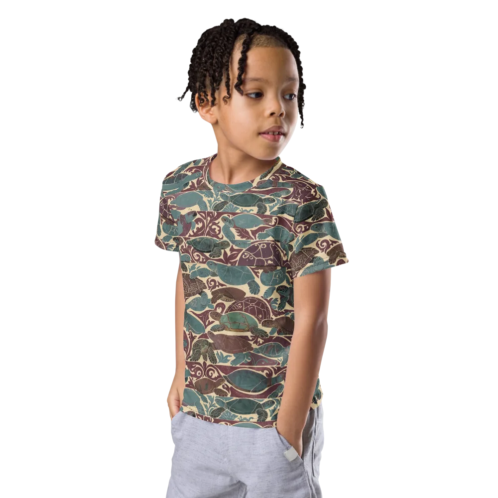 Mariner’s Mosaic on Kids Crew Neck T-Shirt — Left Front