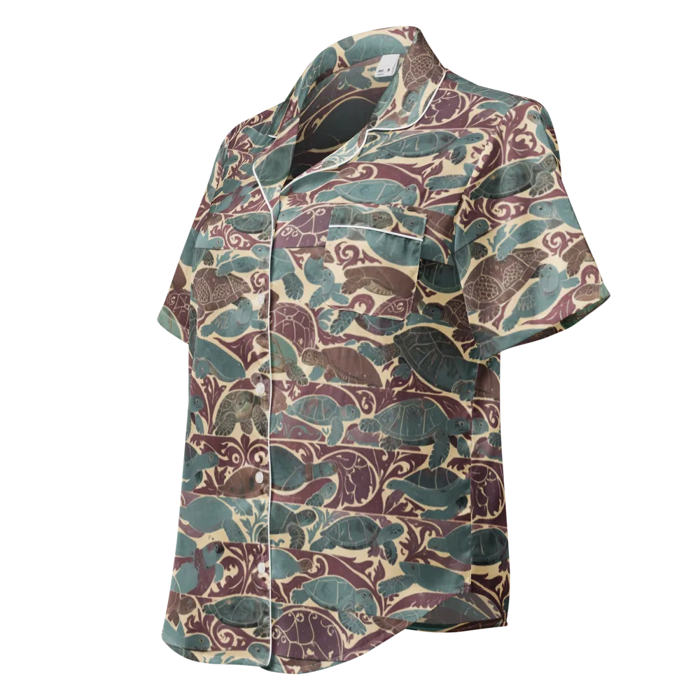 Mariner’s Mosaic on Women's Short Sleeve Pajama Top — Left Front
