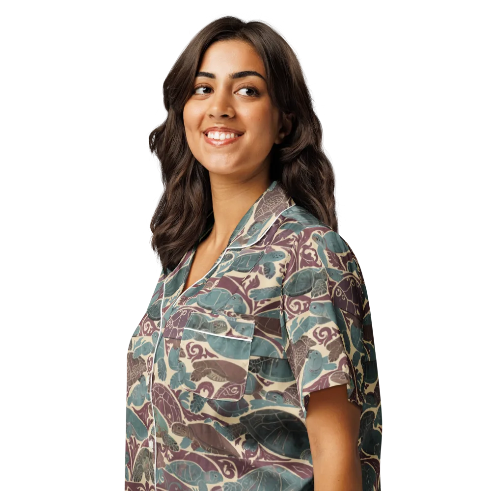Mariner’s Mosaic on Women's Short Sleeve Pajama Top — Left Front