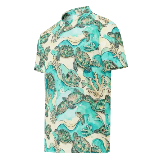 Lagoon Wanderers on a Men's Slim Fit Polo Shirt