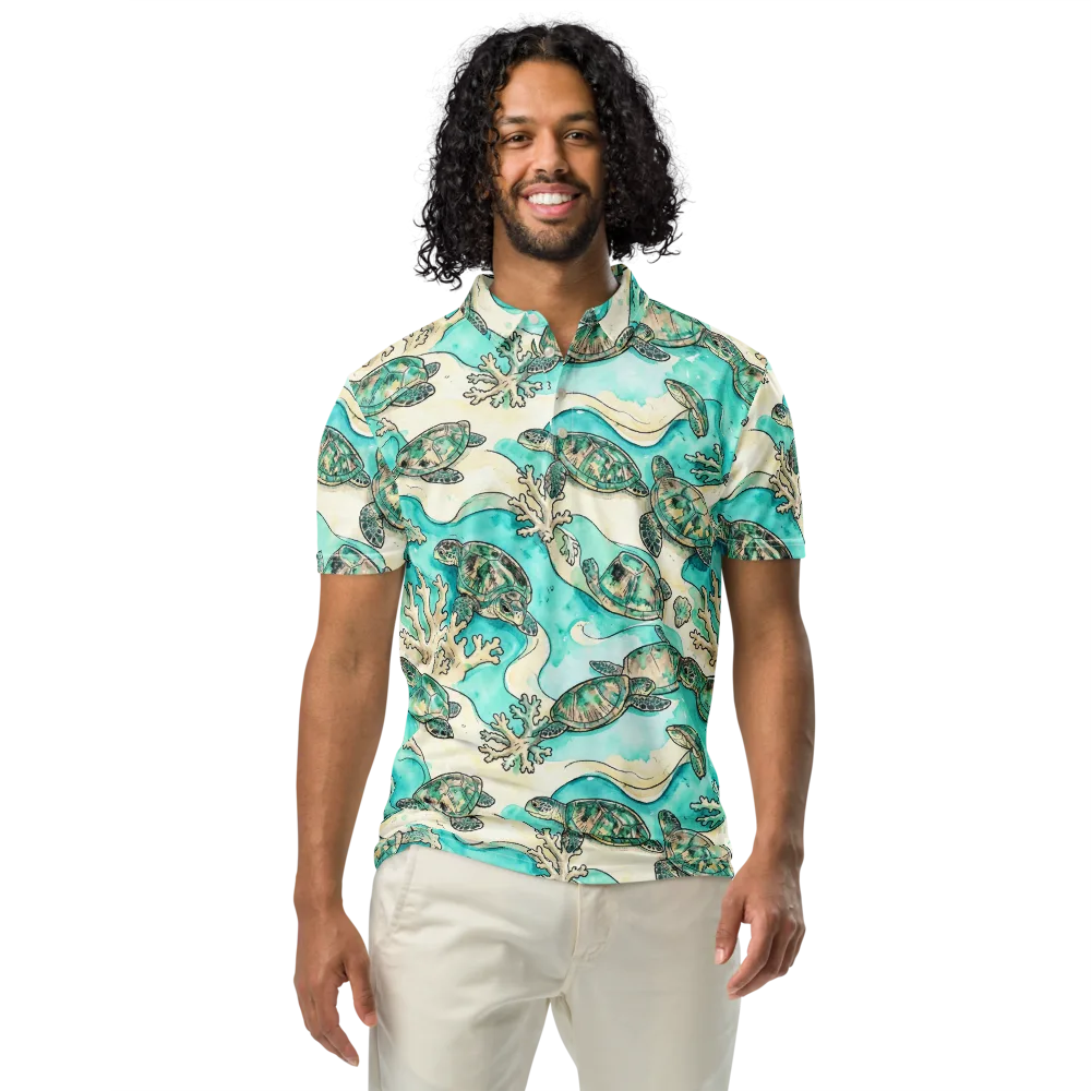Lagoon Wanderers on Men's Slim Fit Polo Shirt — Front