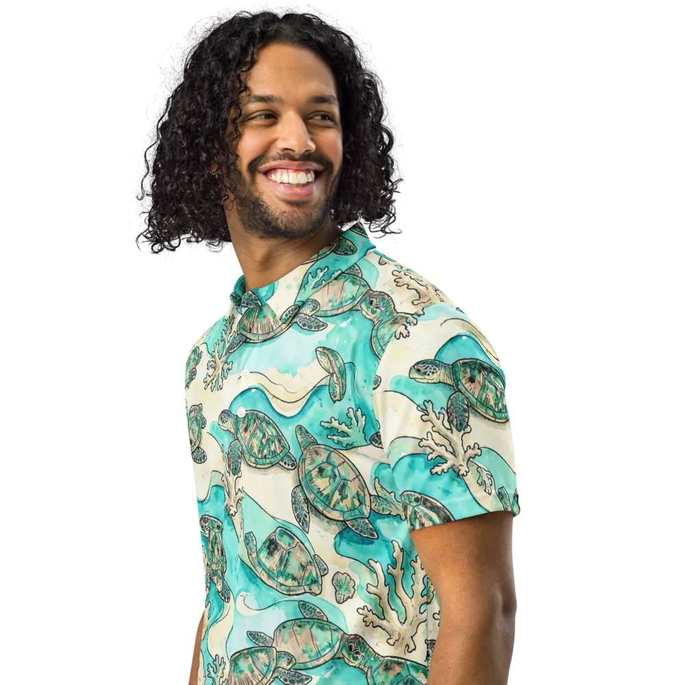Lagoon Wanderers on Men's Slim Fit Polo Shirt — Left Front