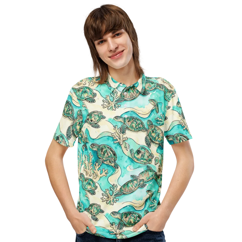 Lagoon Wanderers on Men's Slim Fit Polo Shirt — Front