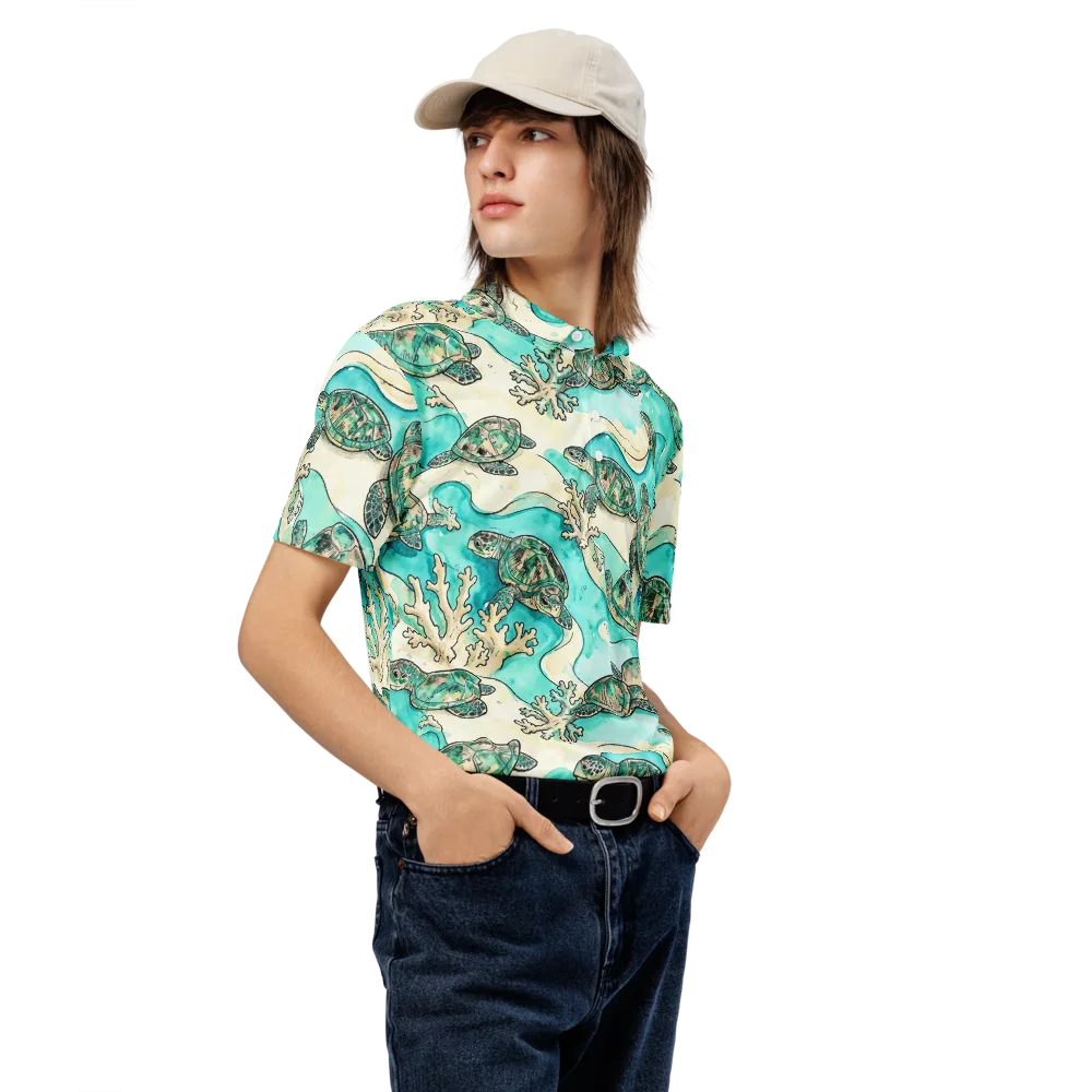 Lagoon Wanderers on Men's Slim Fit Polo Shirt — Right Front