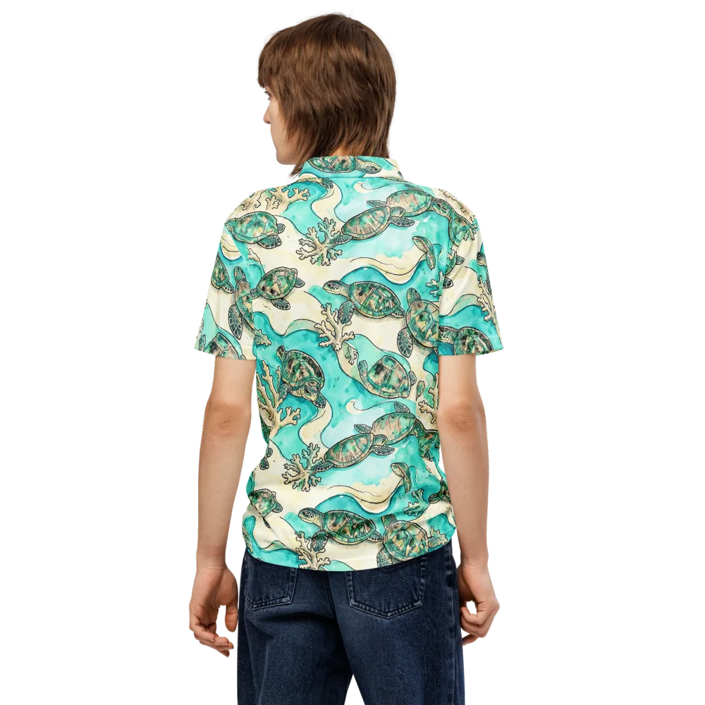Lagoon Wanderers on Men's Slim Fit Polo Shirt — Back